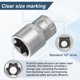 thumbnail image 4 of Uxcell 4pcs E-Torx Socket 1/2" Drive E22 Star Metric Socket 1.5" Length External Torx Shallow Sleeve 35K Alloy Steel Chrome 6 Point Spline Sleeve para Reparaciones de Autos, 4 of 7