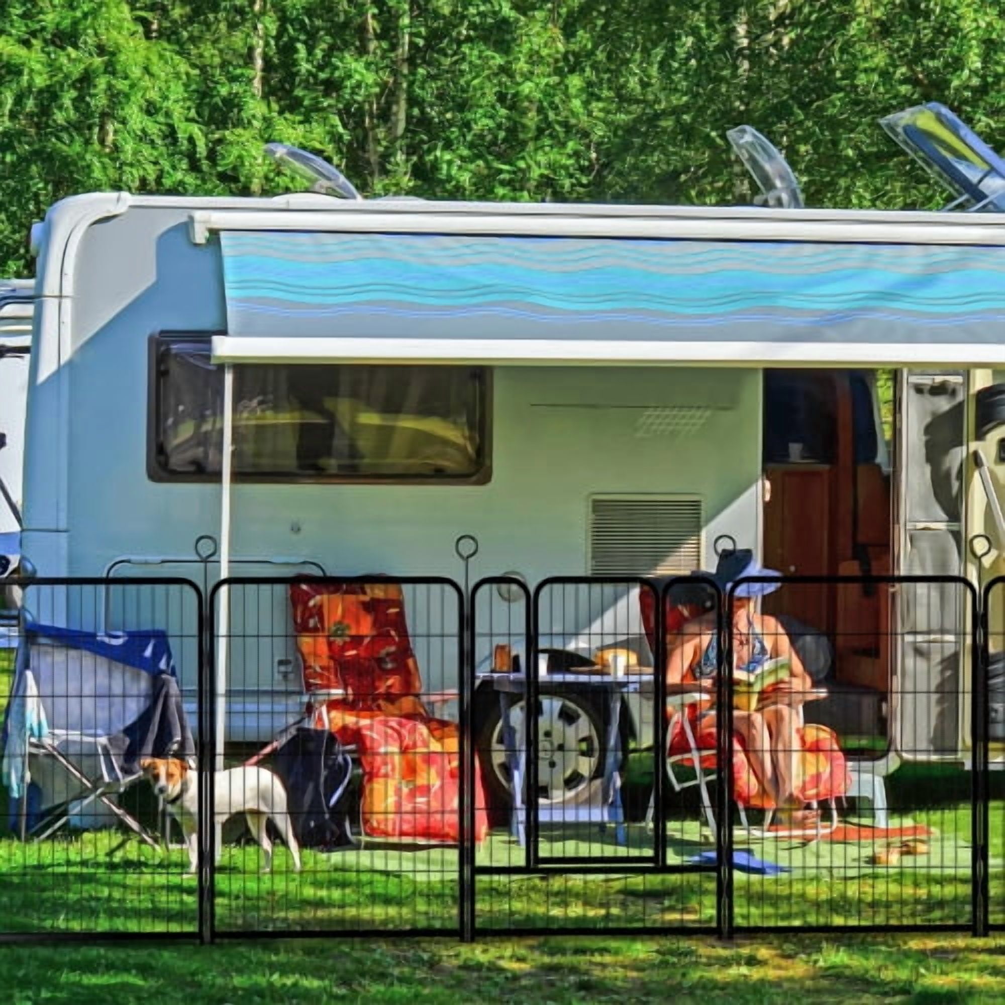 Unleashed Dog Playpen for Indoor, Yard, RV Camping, 40 inch 16 Panels for Medium and Large Dogs│Patented