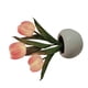 thumbnail image 2 of Lámpara de noche de tulipán, luz suave, exquisita cerámica, lámpara de mesa con flores de poliuretano para librerías, cafeterías, base de cerámica a pilas, color rosa., 2 of 12