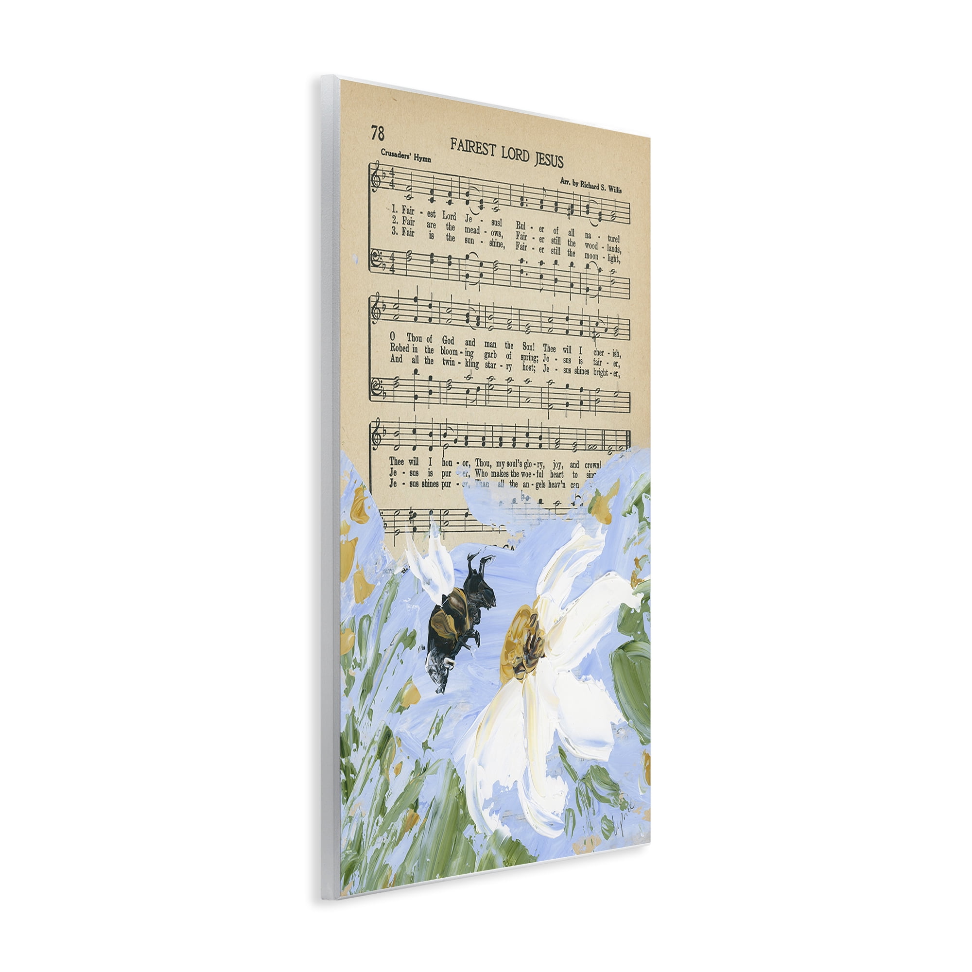 Stupell Industries Floral Music Hymn Religious Painting Unframed Art Print Wall Art, 10 x 15