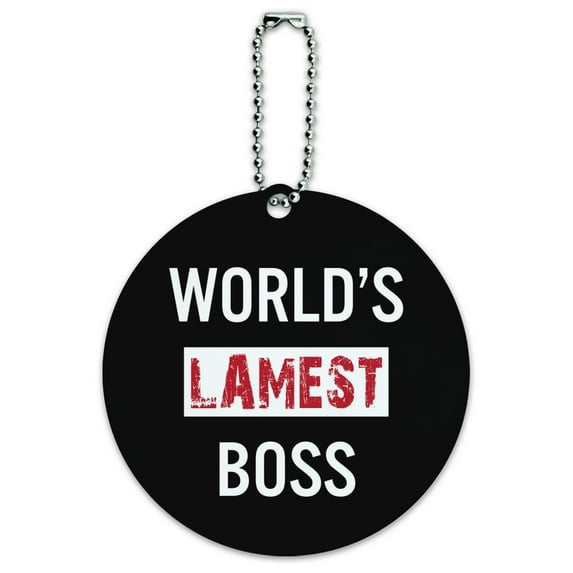 World's Lamest Boss Round Luggage ID Tag Card Suitcase Carry-On