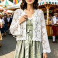 thumbnail image 2 of Cardigan Sweaters for Women Long Sleeve Lightweight Open Front Hollow out Floral Crochet Knit Cardigans Fall Clothes, 2 of 5