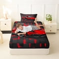 thumbnail image 4 of Castle Fairy Neon Red Sports Car Twin Sheet Sets 3pcs for Teens, Grid Print Bedding for Bedroom, Red Black, 4 of 6
