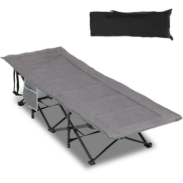 Heavy Duty Folding Camping Cot With Mattress - Adjustable Reclining Backrest, 420 Lb Capacity, Camouflage