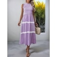 thumbnail image 5 of Women'S Summer Long Dress Casual Boho Striped Sleeveless Smocked Tiered Ruffle Sundress L, 5 of 9
