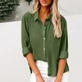 thumbnail image 1 of Soki Womens Button Down Textured Shirts Long Sleeve Solid Trendy Collared Blouses Tops with Pockets, 1 of 6