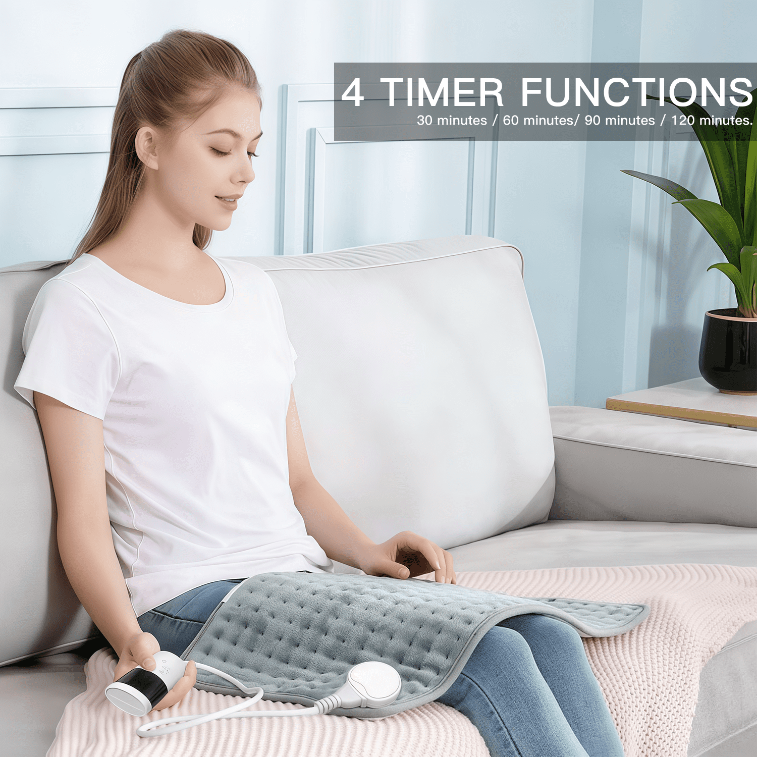 Gowinsee Heating Pad, for Back, Shoulders, Neck & Period Cramps, 9 Heat Settings, Rapid Heating, Intelligent timing