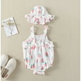 thumbnail image 3 of EnJoCho Party Romper for Baby Baby Girls Straps Strawberry Print Romper Sunsuit Hat Bodysuit Baby Kids Trendy Cute Romper Clothing, 3 of 5