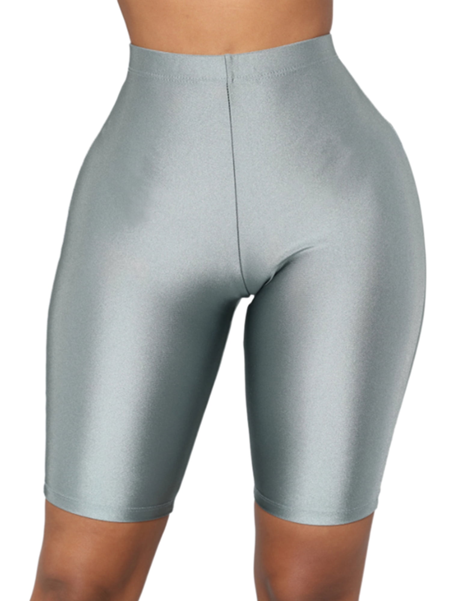 Bebiullo Women's Shiny Biker Shorts 