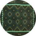 thumbnail image 1 of Ahgly Company Machine Washable Indoor Round Oriental Turquoise Blue Traditional Area Rugs, 3' Round, 1 of 4
