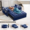 thumbnail image 4 of Dinosisco 55" Convertible Loveseat Sleeper, Upholstered Tufted Sofa Bed for Living Room, Blue Velvet, 4 of 9