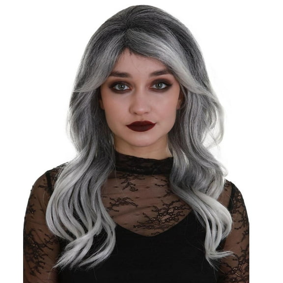 HPO Women's Silver Color Wavy Medium Length Trendy Frosted Wavy Wig| Synthetic Fiber