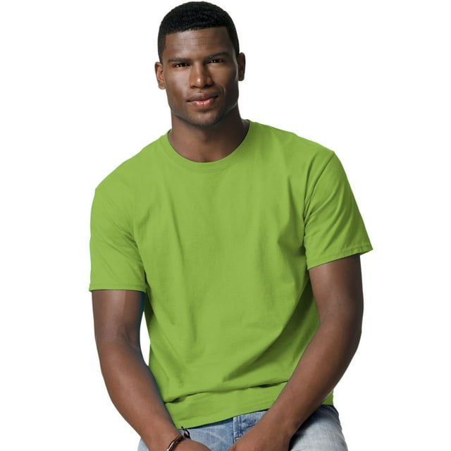 Hanes TAGLESS Men`s T-Shirt - Best-Seller, M, Lime