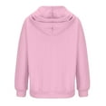 thumbnail image 5 of Plus Size Women's Casual Hoodies Tops Long Sleeve Quarter Zip Jacquard Design Solid Sweatshirts Pullover Tops with Pocket Pink,M, 5 of 6