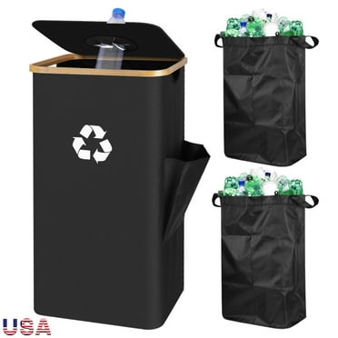 100L Large Capacity Recycling Basket with 2 Reusable Inner Bags Waterproof Home