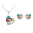 thumbnail image 2 of Fiudx Collar de Rosas, Elegante Conjunto de Alegrías de Aleación, Pendientes de Corazón de Diamantes, Ideas de Moda, Regalo Del Día de La Madre, Accesorio de Estilo Femenino, Incluye Empaque., 2 of 2