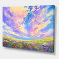 thumbnail image 3 of Designart ' Gorgeous Clouds Over Colorful Flowers In Field ' Traditional Canvas Wall Art Print, 3 of 4
