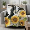 thumbnail image 2 of Yellow Sunflowers Blanket Soft Cozy Warm Throw Blanket for Couch, Plush Fuzzy Flannel Fleece Blankets for Sofa, Farmhouse Cow Barn Doors Floral Butterfly Bed Blankets Gifts for Men, 40"x50", 2 of 9