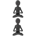 thumbnail image 4 of 2pcs Meditation Alien Statue Mini Plastic Ornament Home Office Desktop Accessory, 4 of 6