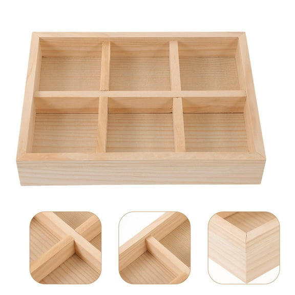 LEORX Pine Wood Jewelry Tray Organizer for Home - Stylish Multi-Grid Design