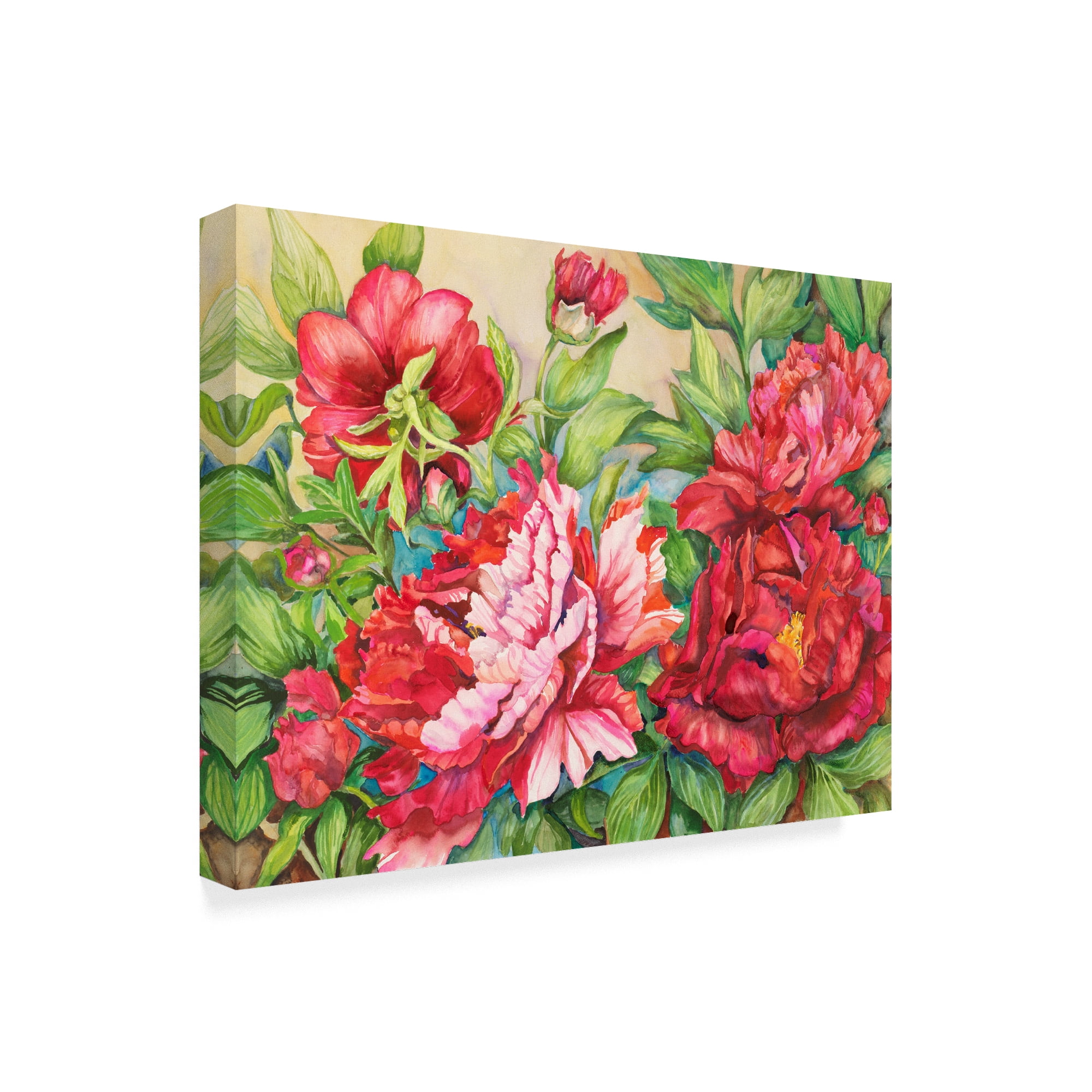 Trademark Fine Art 'Peonies In Shades Of Red' Canvas Art by Joanne Porter