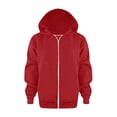 thumbnail image 2 of Kids Zip Up Hoodie School Uniform Boys Girls Zipper Sweatshirt Oversized Y2K Fall Hooded Jackets With Pockets Preppy Clothes 3-12Y, Red, 110, 2 of 2