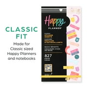 Happy Planner, 10 Sheet Sticker Pack, Basic Brights Theme, 4.75 x 9, 827 Stickers, Multicolor