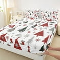 thumbnail image 3 of jejeloiu Cartoon Xmas Tree Twin Sheet Sets,Merry Christmas Twin Fitted Sheet,Red Gray White Flat Sheet For Girls Kids,Super Cozy Room Decor,3 Pieces, 3 of 7