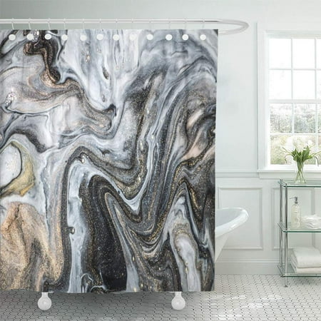 Ksadk Abstract Modern Marble Effect Painting Mixed Black And White Ksadk Abstract Modern Marble Effect Painting Mixed Black And White Paints Golden Unusual Shower Curtain 66x72 Inch Com