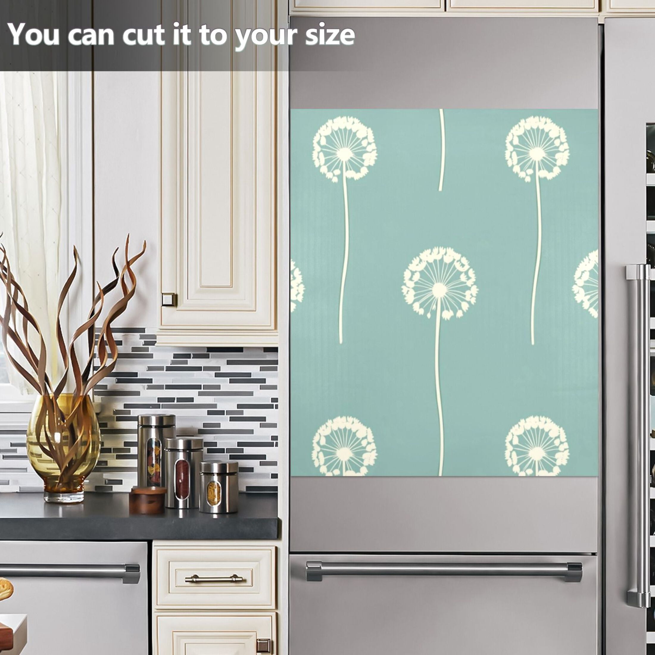 Dishwasher Magnetic Sticker 23x26 Inch Refrigerator Magnetic Sticker Washing Machine Magnetic Sticker Kitchen Panel Magnetic Sticker Home Decor White Pretty Dandelions