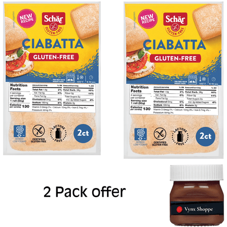 Schar Gluten Free Ciabatta Rolls, Artisan Bread Rolls Multipack, Regular, Shelf-Stable, 7 oz (4 Count)