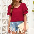 thumbnail image 2 of FAIWAD Women's V Neck Ruffle Tops Summer Flowy Short Sleeves Blouse Loose Casual Dressy Work Tops, 2 of 4