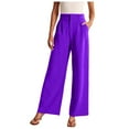 thumbnail image 1 of Women's Wide Leg High Waisted Dress Pants - Work/Business Casual, Flowy Trousers, Polyester/Spandex, Button Closure, Multiple Sizes, 1 of 6