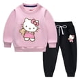 thumbnail image 5 of Traje de pantalón cálido de manga larga para niños de Hello Kitty, suéter acolchado de terciopelo para niños y niñas + traje de dos piezas con pantalones informales, 5 of 5