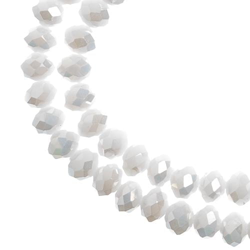 78pcs Crystal Lane DIY Rondelle 7in 4x6mm Opaque White AB 2 Strand glass bead for Jewelry Making, DIY Crafts & Decorations