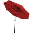 thumbnail image 1 of Sunnydaze Parasol Extérieur Solaire avec Lumières LED, Inclinaison et Manivelle, Aluminium, 9 Pieds, Rouge, 1 of 8