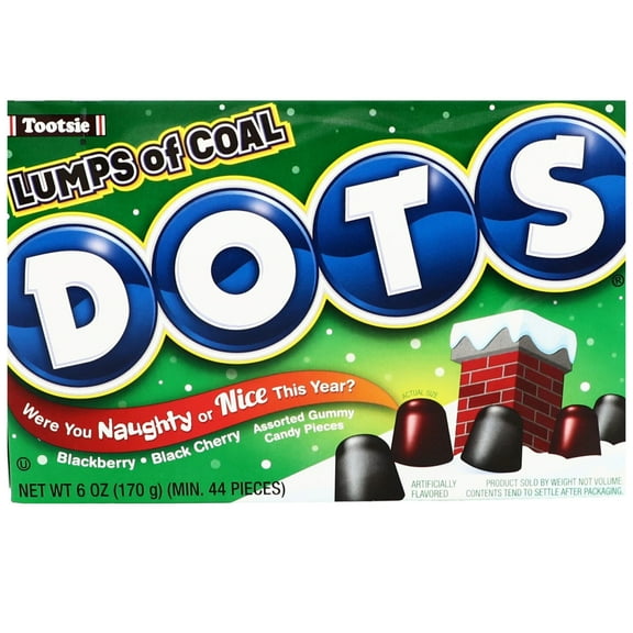 Lumps of Coal Gumdrop Candies 6 oz Blackberry Black Cherry Flavor Theater Boxes for Holiday Stocking Stuffer Party Favor Sweet Treats Snack Candy Bowls Goodie Bag Basket Fillers Gifts Supplies, 1 ct