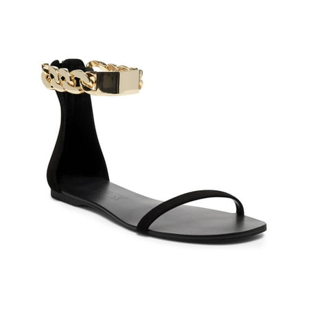 

INC Womens Black Chain Ankle Strap Satiya Round Toe Zip-Up Dress Sandals 8.5 M