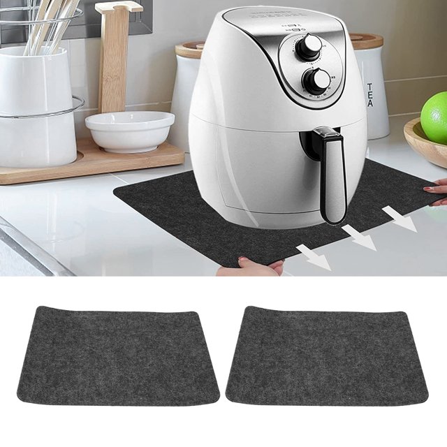 Kitchen Heat Insulation Pad, Felt Silicone Heat Resistant Mat 2Pcs Non Stick for Air Fryer
