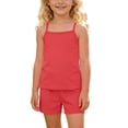 thumbnail image 3 of Tranfacy Girls 4-15Y Summer Solid Thin Spaghetti Strap Tank Top Shorts Casual Round Neck Matching Suits, 3 of 5