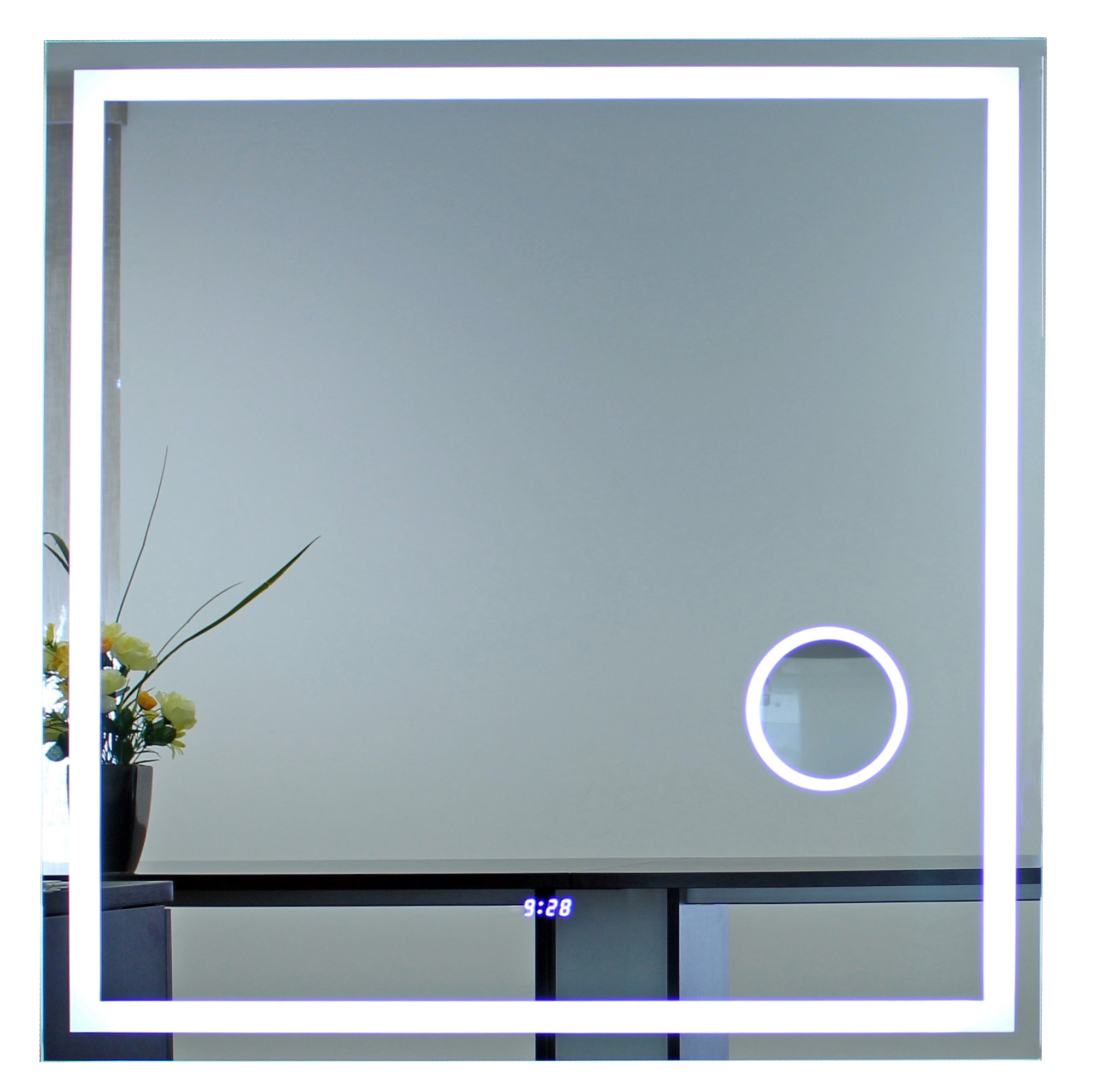 Miseno Mm4040ledmr 40" X 40" Square Frameless Mirror Silver Walmart