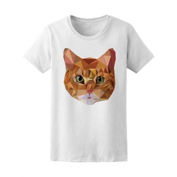 Low Poly Geometry Ginger Cat T-Shirt Women -Image by Shutterstock, Female Small