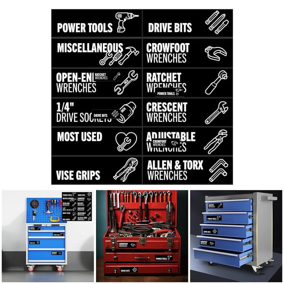 Toolbox Label for Workshop Organization Heavy Duty Storage Tray Categorization And Holder System For EfficientTool Management 80PCS