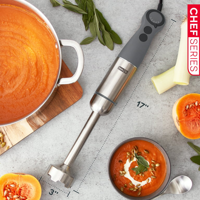  CHEFX 5-in-1 Immersion Blender - 9 Speed Ultra Powerful  Stainless Steel Hand Mixer for Kitchen - Electric Handheld Stick Frother -  Chop/Grind/Whisk/Froth/Blend - Turbo Mode - Food Grinder + Container: Home