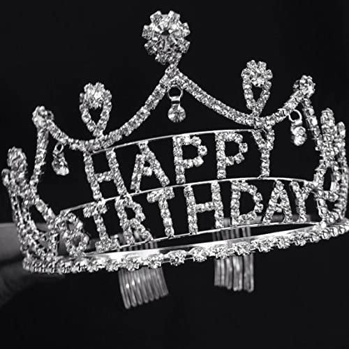 Silver Crystal Rhinestone Happy Birthday Tiara Crown Comb For Cake Topper Perfect Birthday Crown For Everyone One 2 5 X 7 5 Walmart Com Walmart Com