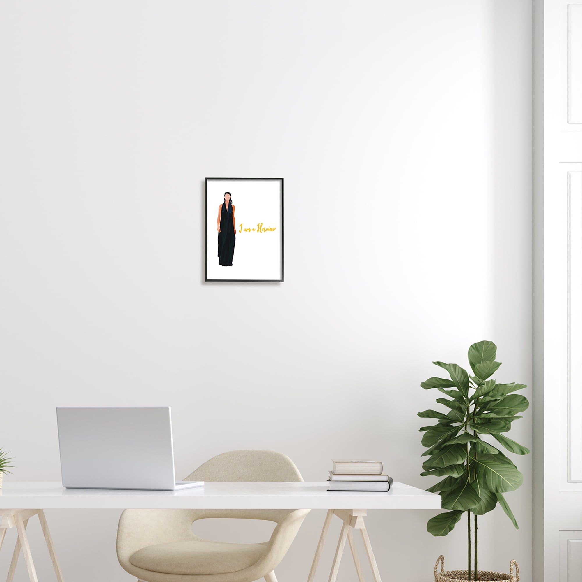 Stupell Industries Motivational Heroine Girl Power Phrase Female Fashion Graphic Art Black Framed Art Print Wall Art, Design by Amelia Noyes