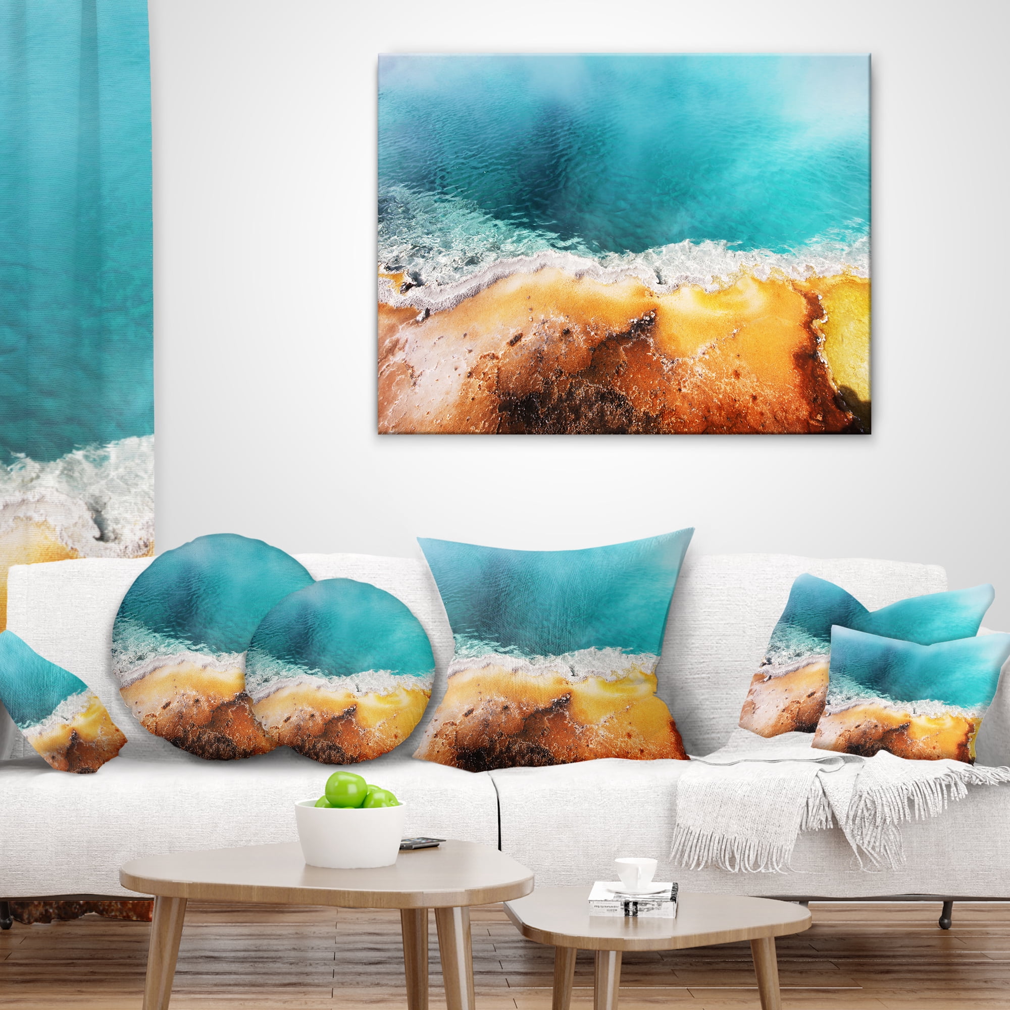 Designart Beautiful Morning Glory Pool - Landscape Printed Throw Pillow - 18x18
