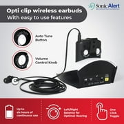 Sonic Alert - Amplified Hearing Devices, Opti Clip CL7350 in-Ear Headphone, Pack of 02 - White