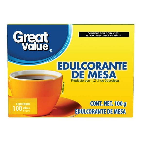 Edulcorante de mesa Great Value 100 pzas