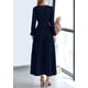 thumbnail image 4 of Vestido PRETTYGARDEN 2025 Maxi Cuello en V Manga Larga Azul Oscuro M, 4 of 7